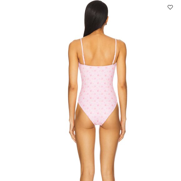 NWT, LoveShackFancy Brooksie Swimsuit, Pink Floral, Small - Picture 2 of 5